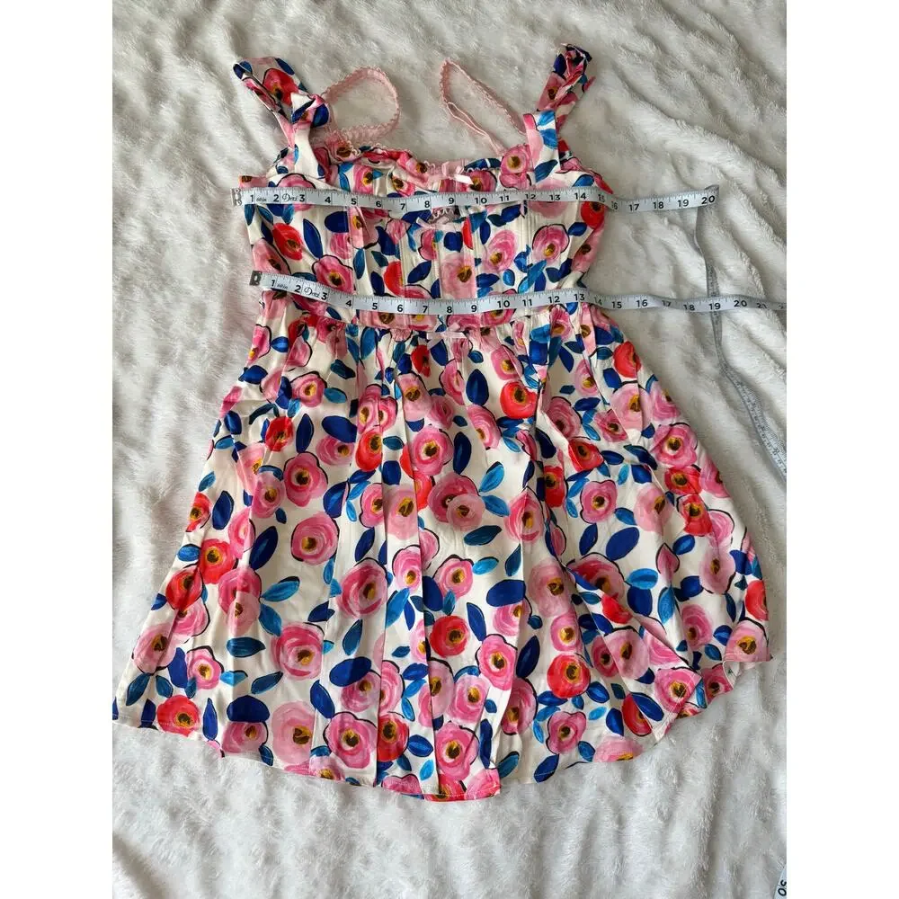 For Love & Lemons NWT Gianna Pink Floral Corset Mini Dress sz Small - Picture 8 of 11